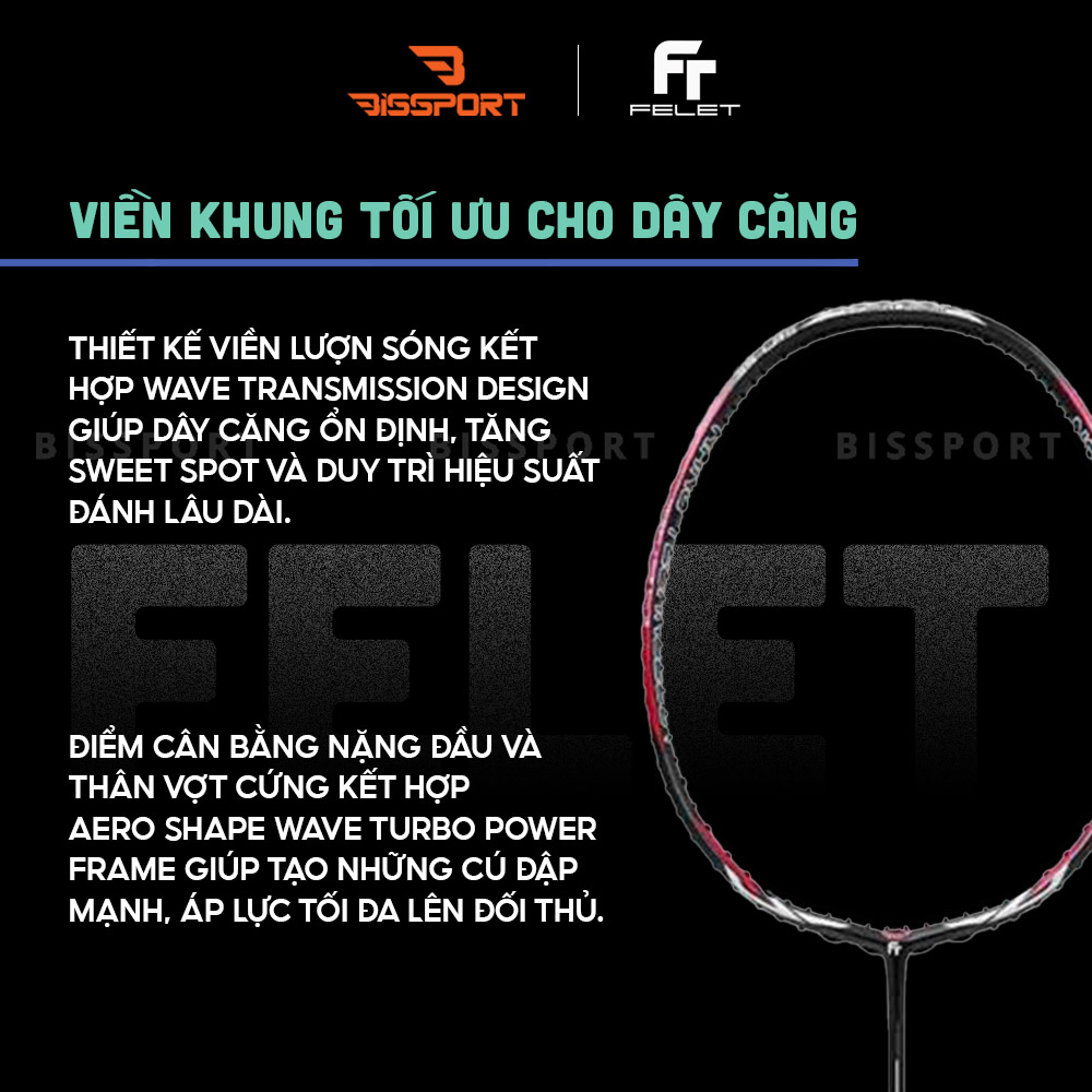 Vợt Cầu Lông Felet TJ Power-Power Chính Hãng - Khung Chắc - Ít Rung - Bền - Thân Cứng - Ổn Định - Thiên Công